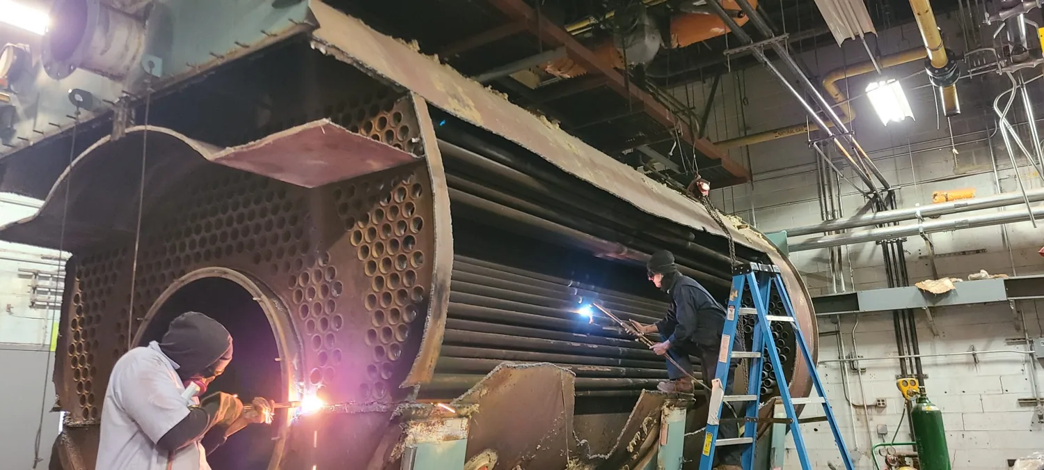 Real industrial boiler maintenance
